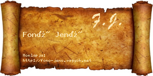 Fonó Jenő névjegykártya